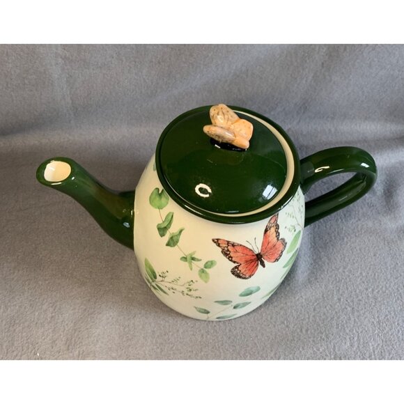 Cracker Barrel Nature Susan Winget Teapot Butterfly and Plants with box - Picture 4 of 13